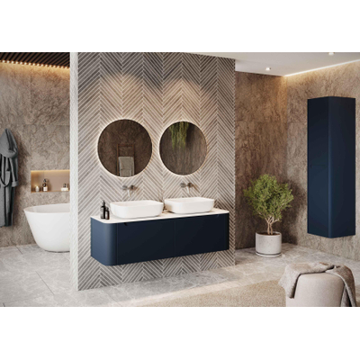 HR badmeubelen Juice Wastafelonderkast - 160x45x40cm - ronde hoeken - 2 lades - beige mat