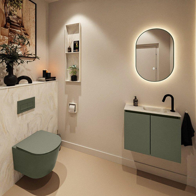 MONDIAZ TURE-DLUX 60cm toiletmeubel Army. EDEN wastafel Ostra positie rechts. Met 1 kraangat.