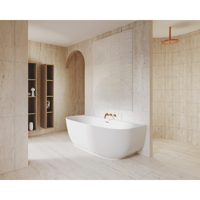 Riho Phatos Halfvrijstaand Bad - 170x80cm - Acryl - Velvet - Mat wit