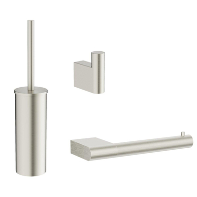 Crosswater MPRO toiletset - toiletborstelhouder - handdoekhaak - wcrolhouder - geborsteld RVS
