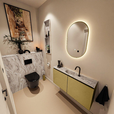 MONDIAZ TURE-DLUX 100cm toiletmeubel Oro. EDEN wastafel Glace positie midden. Met 1 kraangat.