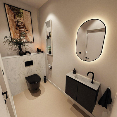 MONDIAZ TURE-DLUX 60cm toiletmeubel Urban. EDEN wastafel Opalo positie midden. Met 1 kraangat.