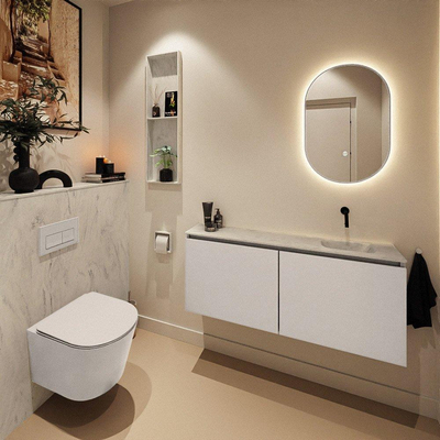 MONDIAZ TURE-DLUX 120cm toiletmeubel Linen. EDEN wastafel Opalo positie rechts. Zonder kraangat.