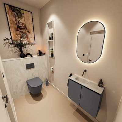 MONDIAZ TURE-DLUX 60cm toiletmeubel Dark Grey. EDEN wastafel Ostra positie links. Zonder kraangat.