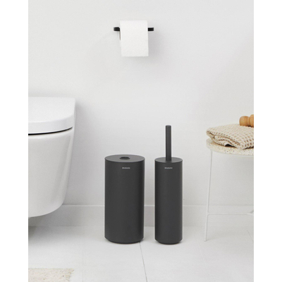 Brabantia MindSet toiletaccessoires set van 3 toiletborstel met houder toiletrolhouder en reserverolhouder Mineral Infinite Grey