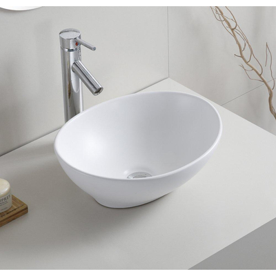 Wiesbaden Barco waskom ovaal 40 x 33 x 14,5 cm keramiek mat wit