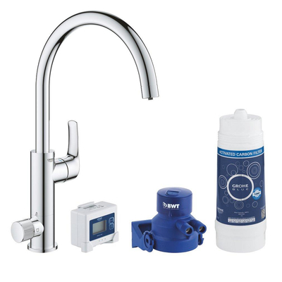 GROHE Blue Pure Eurosmart 1-gats keukenkraan duo m. C-uitloop m. filterfunctie starterkit chroom