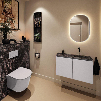 MONDIAZ TURE-DLUX 80cm toiletmeubel Cale. EDEN wastafel Lava positie rechts. Zonder kraangat.