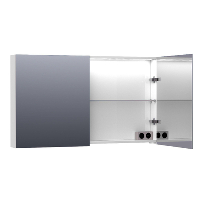 BRAUER Impress Deluxe spiegelkast - 120x70x15cm - interne en externe verlichting - 2 dubbelzijdige spiegeldeuren - hoogglans wit