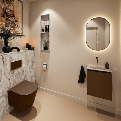 MONDIAZ TURE-DLUX 40cm toiletmeubel Rust. EDEN wastafel Glace positie midden. Zonder kraangat.