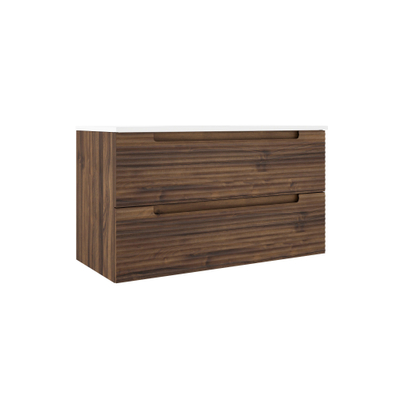 Adema Prime Balance Wastafelonderkast - 100x55x44.9cm - 2 lades - Geintegreerde greep - MDF - Noten