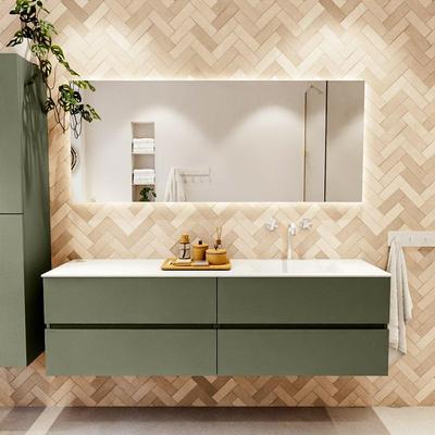 Mondiaz VICA Badkamermeubelset - 170cm - army - 4 lades - Wastafel MOON - rechts - 1 kraangat - kleur talc - XL versie 60cm hoog