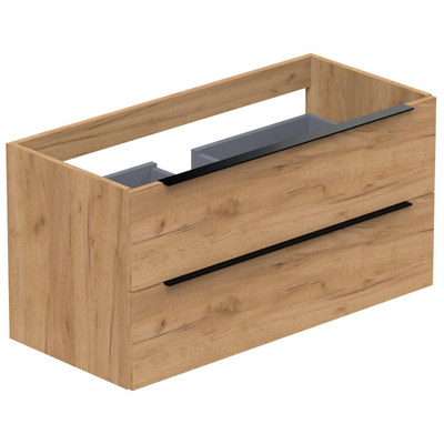 Thebalux Type onderbouwkast 100x45x50cm opbouwgreep zwart mat 2 softclose lades Standaard greep MDF/spaanderplaat zambia black