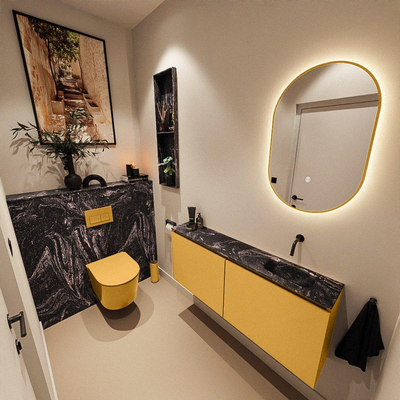 MONDIAZ TURE-DLUX 120cm toiletmeubel Ocher. EDEN wastafel Lava positie rechts. Zonder kraangat.