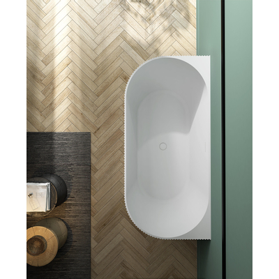 ZEZA Blend half vrijstaand bad - ribbel - 170x80x58cm - met afvoer - acryl - mat wit