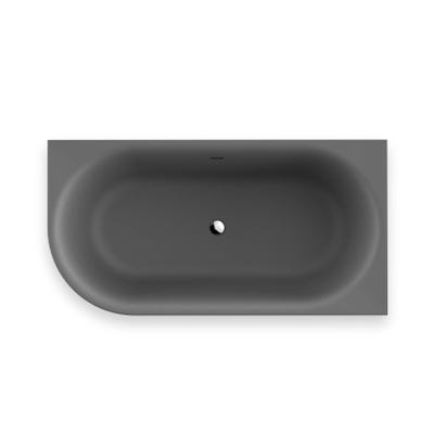 Plieger Kansas Hoekbad - 155x80x60cm - hoek rechts - met slotoverloop - met af- en overloopgarnituur - met poten - acryl - cement grijs
