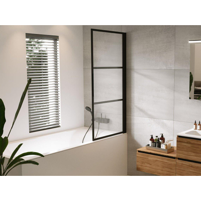 Riho Grid badwand 80x150cm rechts zwart profiel en helder glas