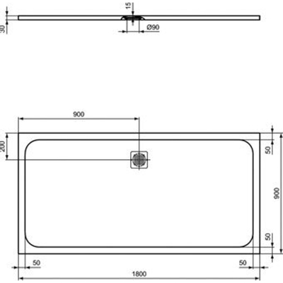 Ideal Standard Ultraflat Solid douchebak rechthoekig 180x90x3cm betongrijs