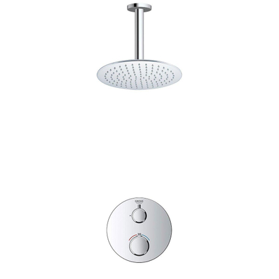 GROHE Grohtherm Regendoucheset Inbouw- - hoofddouche 20cm - 1 functie - plafondarm 20cm - chroom