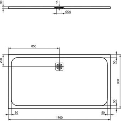 Ideal Standard Ultraflat Solid douchebak rechthoekig 170x90x3cm betongrijs