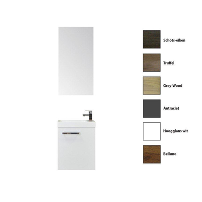 Sanicare Q40 toiletmeubelset 40x22x50.5cm 1 kraangat 1 wasbak 1 deur standaard greep met spiegel MDF Grey-Wood