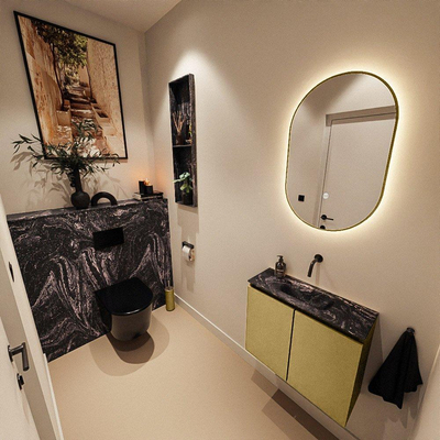 MONDIAZ TURE-DLUX 60cm toiletmeubel Oro. EDEN wastafel Lava positie midden. Zonder kraangat.