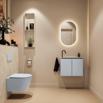 MONDIAZ TURE-DLUX 60cm toiletmeubel Clay. EDEN wastafel Ostra positie links. Met 1 kraangat.