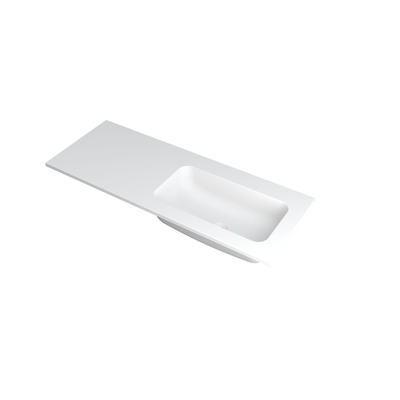 INK Faktor wastafel - 120x45x1.5cm - 1 wasbak rechts - 0 kraangaten - polystone wit mat