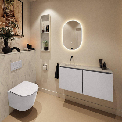 MONDIAZ TURE-DLUX 100cm toiletmeubel Cale. EDEN wastafel Opalo positie links. Zonder kraangat.