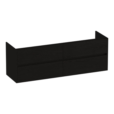 BRAUER Adore wastafelonderkast - 160x46x55cm - 4 softclose lades - greeploos - 2 sifon uitsparingen - Timber Black