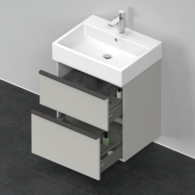 Duravit D-Neo wastafelonderkast 58.4x62.5x44.2cm 2 lades Betongrijs Mat