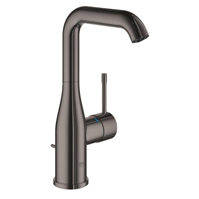 GROHE Essence New Wastafelkraan Opbouw - uitloop 12.7cm - L-size - hoge draaibare uitloop - waste - EcoJoy - hard graphite