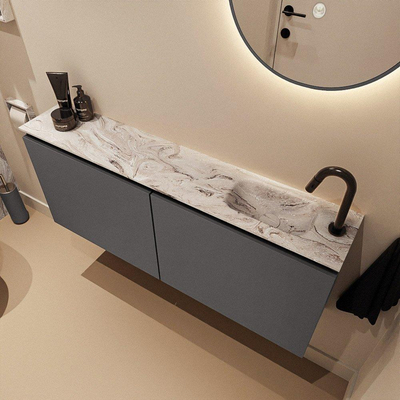 MONDIAZ TURE-DLUX 120cm toiletmeubel Dark Grey. EDEN wastafel Glace positie rechts. Met 1 kraangat.