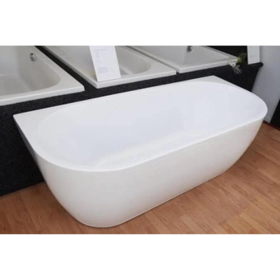 Wiesbaden Wall half vrijstaand ligbad 180x80cm inclusief waste acryl mat wit SHOWROOMMODEL gebruiker sporen