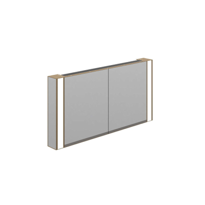 Thebalux Type R 140x70cm Rechthoek spiegelkast met zeefdruk rand en mogelijkheid van opbouwverlichting MDF/spaanderplaat/aluminium messing