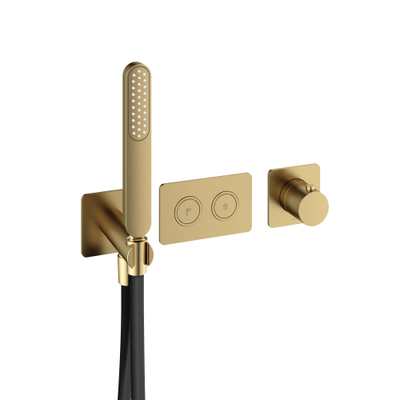 Hotbath Gal Hotbath Gal Afbouwdeel voor inbouwthermostaat met 2 pushbuttons messing geborsteld PVD