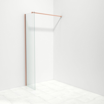 Saniclass Bellini inloopdouche 50x200cm met 8mm helder glas met koper profiel en stabilisatiestang