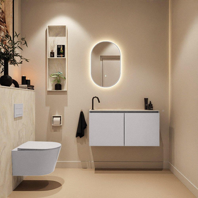 MONDIAZ TURE-DLUX 100cm toiletmeubel Cale. EDEN wastafel Ostra positie links. Met 1 kraangat.