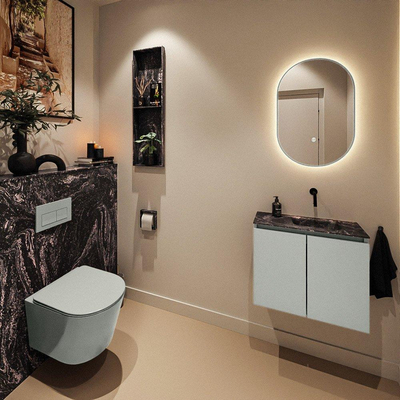 MONDIAZ TURE-DLUX 60cm toiletmeubel Greey. EDEN wastafel Lava positie rechts. Zonder kraangat.