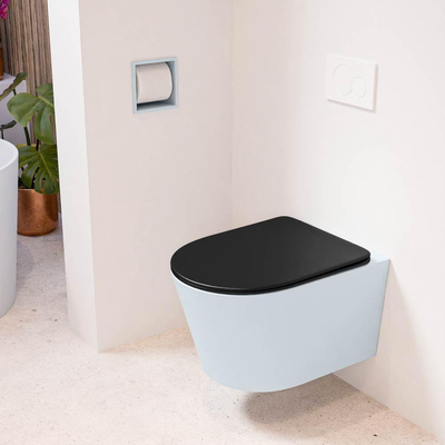 MONDIAZ LAVIE wandclosetpack - 36x53cm - diepspoel - rimless - clay (blauw) - softclose - quick-release - toiletzitting - Urban (zwart)