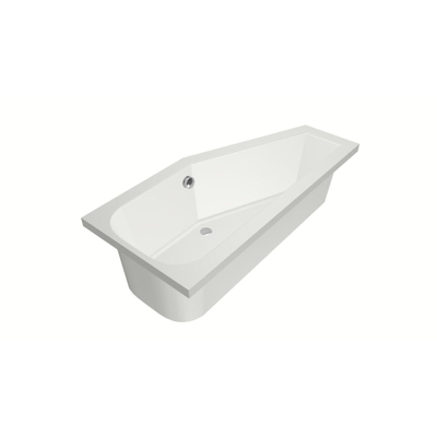 Xenz Lagoon compact ligbad - 160x75cm - met overloop - zonder afvoer - Hoekopstelling rechts - Acryl Edelweiss mat