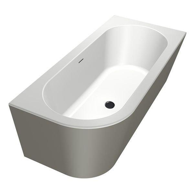 Xenz Charley XS Hoekbad - hoekopstelling rechts - 165x75cm - overloop - waste inox - bicolor wit/cement