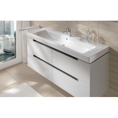 Villeroy en Boch Subway 2.0 wastafelonderbouw 128,7x44,9x52cm met 4 lades glanzend wit