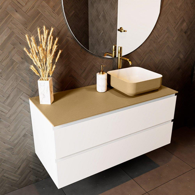 Mondiaz TOP 51 Topblad - 110x51x0.9cm - geschikt voor afdekplaat - Solid surface - Oro