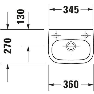 Duravit D-code fontein 36x27cm kraangat rechts met overloop wit