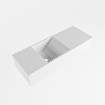 Mondiaz TYNE Fonteinset - 60x23x12cm - wasbak links - 0 kraangaten - solid surface Talc mat