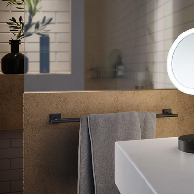 Smedbo House Handdoekhouder - 65x6cm - dubbel - mat zwart