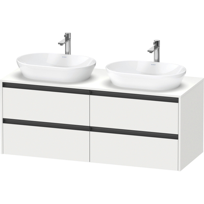 Duravit Ketho 2 wastafelonderbouwkast incl. consoleplaat met 4 laden voor dubbele waskommen 140x55x56.8cm met handgrepen antraciet wit mat