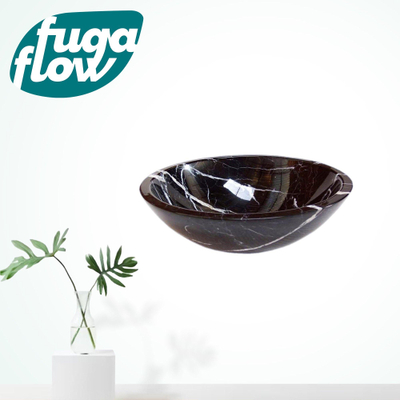 FugaFlow Efficiente Arredo Nero Marquina Waskom - 43x43x13.5cm - rond - marmer - zwart