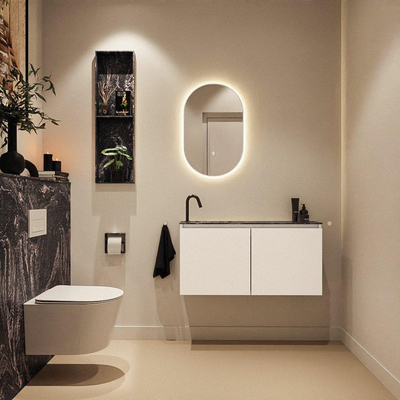 MONDIAZ TURE-DLUX 100cm toiletmeubel Talc. EDEN wastafel Lava positie links. Met 1 kraangat.